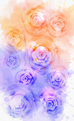 Watercolor background with roses