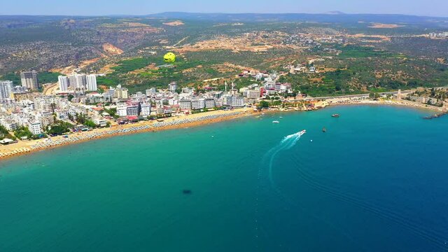 Kızkalesi is a town in Mersin Province, Turkey. The town, known in Antiquity as Corycus or Korykos, is named after the ancient castle built on a small island just facing the town.