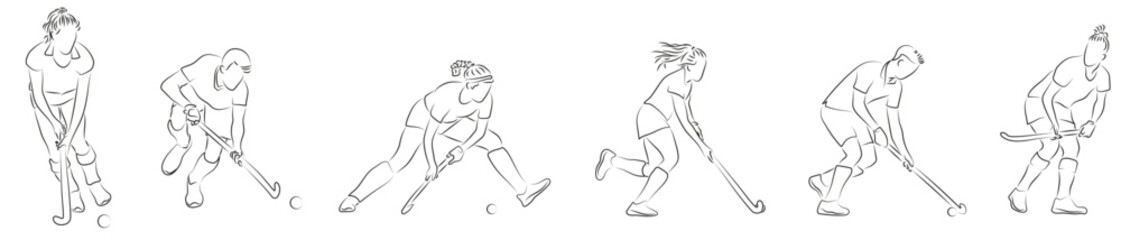 Field Hockey Feldhockey Player Spieler Olympic Zeichnungen Konturen Vektor Grafik Lineart