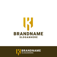 Obraz premium Letter K logo with shield design illustration vector