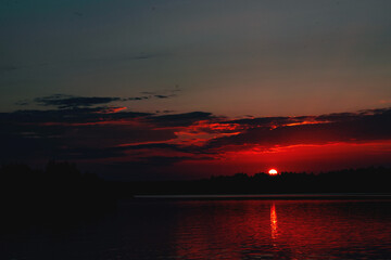 Beautiful sunset over the lake