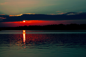 Beautiful sunset over the lake
