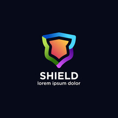 Illustration vector graphic of Shield logo. Protection, security, and guard shape. Colorfull style. Aplication icon. Design inspiration. Fit to your Digital media, Business, Company etc