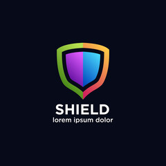 Illustration vector graphic of Shield logo. Protection, security, and guard shape. Colorfull style. Aplication icon. Design inspiration. Fit to your Digital media, Business, Company etc