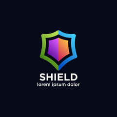 Illustration vector graphic of Shield logo. Protection, security, and guard shape. Colorfull style. Aplication icon. Design inspiration. Fit to your Digital media, Business, Company etc