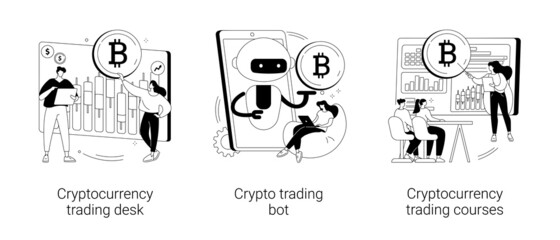 Cryptocurrency market abstract concept vector illustrations.