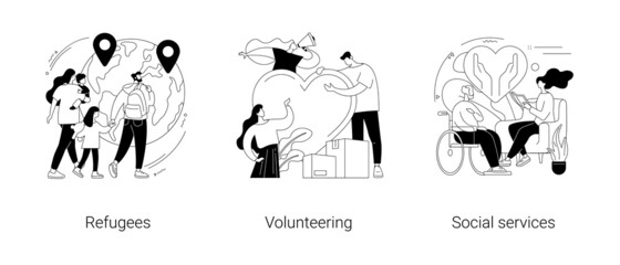 Help people abstract concept vector illustrations.