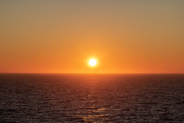 Sunset over the sea in North Sea ocean, Germany