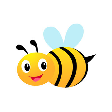 Bee icon isolated on white background. Honey flying bee. Flat style vector illustration.