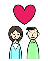 young couple with love heart