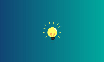 Yellow Blub with shadow, Little bulb, Idea Bulb, electricity bulb, Cute Bulb with Grafana Background, Bulb Vector Desing, Tungsten Bulb, Blue and Green gradient background 