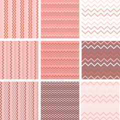 Set of seamless zig zag repetitive lines colorful texture pattern for print, cloth, textile, graphic design.