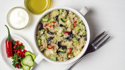 Gluten-free quinoa porridge with vegetables