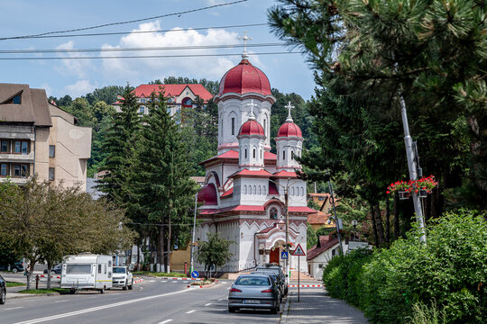 The Holy Trinity ( Sf. Treime ) church  on July 11, 2021 in Petrosani, Romania.