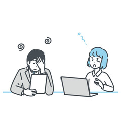打ち合わせ中に行き詰まるビジネスパーソンのイラスト素材