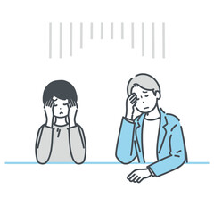 打ち合わせ中に行き詰まるビジネスパーソンのイラスト素材