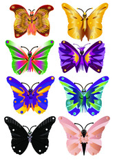 Fototapeta na wymiar Набор разноцветных бабочек