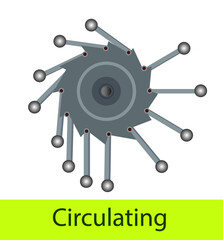 physics. circulation wheel drawing for physics lesson. infinite energy. recirculation wheel. eco efficiency