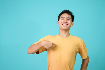 Young man looking confident self presentation concept.