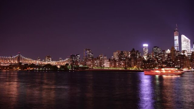night buildings light on uptown manhattan 4k timelapse from new york