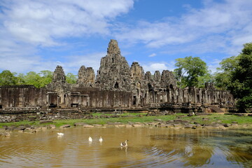 Fototapeta na wymiar Cambodia Krong Siem Reap Angkor Wat - Bayon Temple front side facade