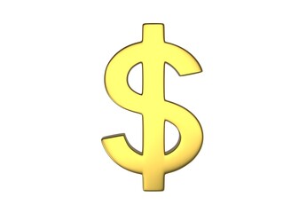 Gold dollar sign on a white background 3d-rendering