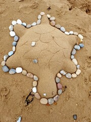 château de sable en tortue à la plage