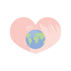 world map in heart