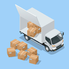 Isometric Logistics and Delivery concept. Delivery home and office. City logistics.