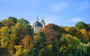 Cathedral of Peter and Paul in Gomel. Gomel park.