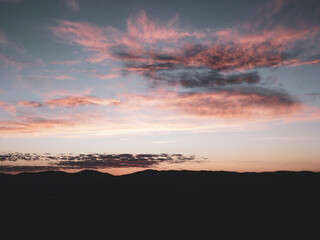 Pink and Blue Sunset over Mountain Ridge