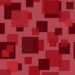 Seamless abstract pattern with squares in red shades.
