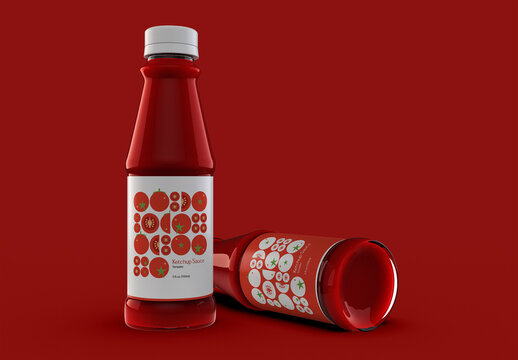 Two Ketchup Sauce Packaging Mockup