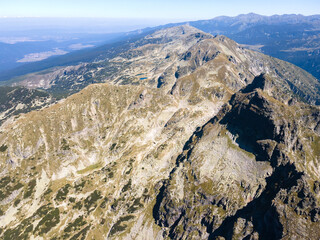 Aerial view of Rila Mountain near Malyovitsa peak, Bulgaria