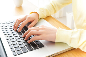 パソコンで入力する女性