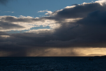 Sunset in Mallaig, Scotland. The view towards the Isle of Sky