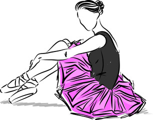 ballet woman dancer resting posture vector illustration