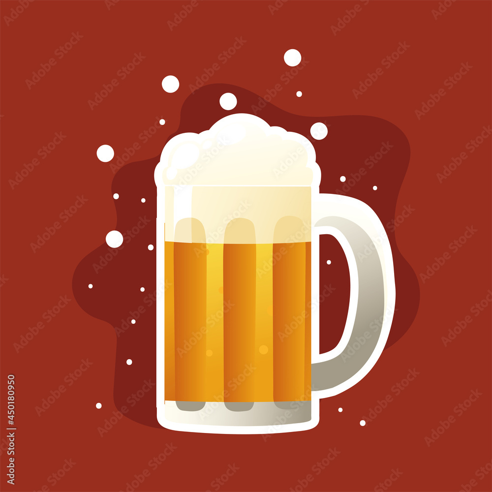 Sticker beer mug with foam