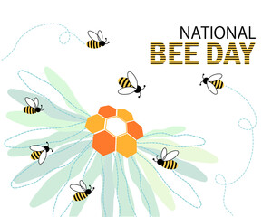Vector design in flat style for National Bee Day 21 August. Can be used for social networks, web design, printing.