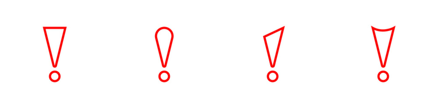 Conjunto de icono de signo de exclamaci&oacute;n o admiraci&oacute;n. Concepto de expresi&oacute;n. Ilustraci&oacute;n vectorial, estilo l&iacute;nea rojo