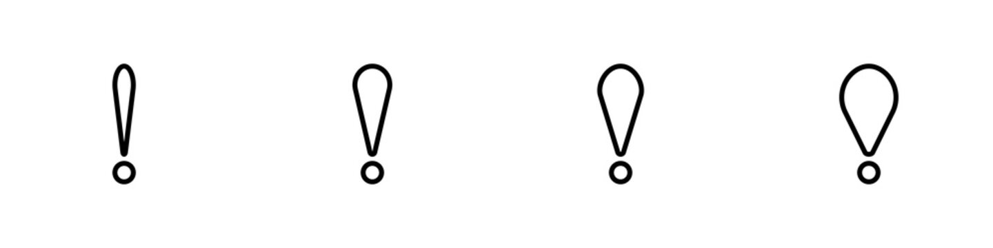 Conjunto de icono de signo de exclamaci&oacute;n o admiraci&oacute;n. Concepto de expresi&oacute;n. Ilustraci&oacute;n vectorial, estilo l&iacute;nea negro