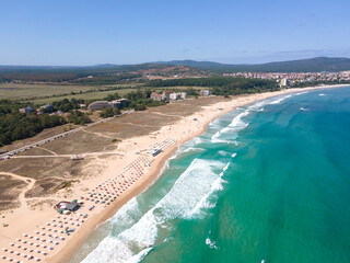 Aerial view of South Beach of Primorsko, Bulgaria