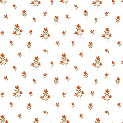 Seamless pattern with fall flowers. Autumn  texture for wallpaper, web page background, wrapping paper and etc. Scrapbooking design