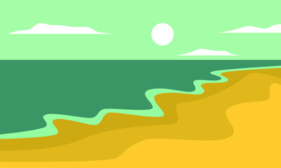 Beach landscape of silhouettes vector collection 