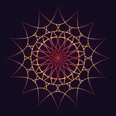 Ornamental round mandala luxury golden design. Elegant abstract gold pattern with oriental elements on dark background. Vector illustration