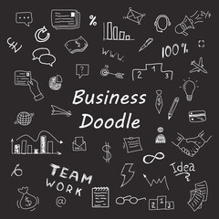 Icon business in doodle hand drawn style.