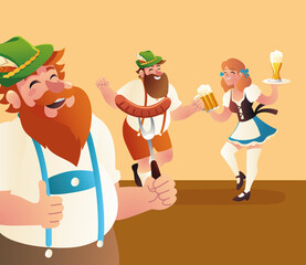 bavarian people with beers