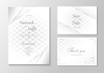  Elegant wedding invitation card template design luxury background with white and gray. Vector illustration.Eps10