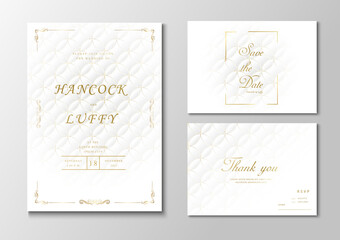  Elegant wedding invitation card template luxury background with white and gold