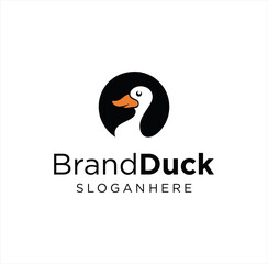 Head Duck Logo Template Symbol Mascot. Goose Logo Design Vector Illustration.
